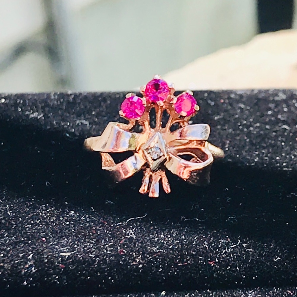 ❌❌❌SOLD ❌❌❌RUBIES AND DIAMOND 14 KT ROSE GOLD RING - Picture 8 of 16